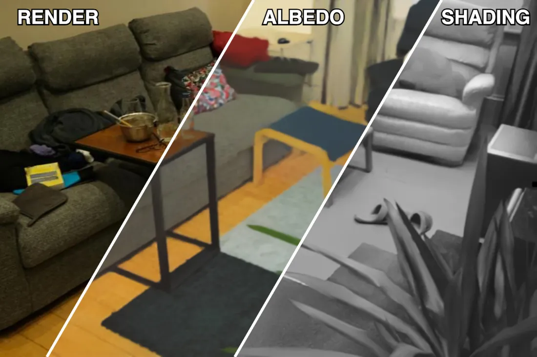 Render, albedo, and shading decomposition